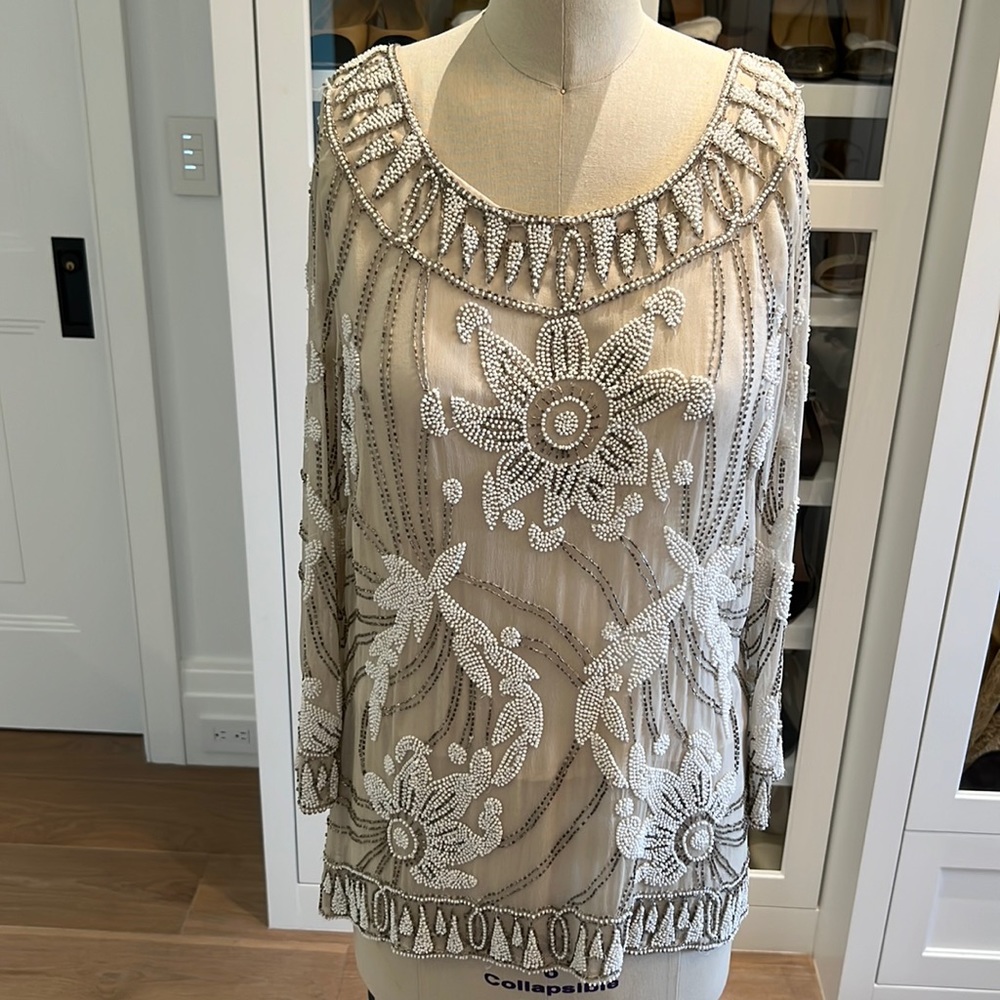 Tracy Reese- Beaded Silk Shirt